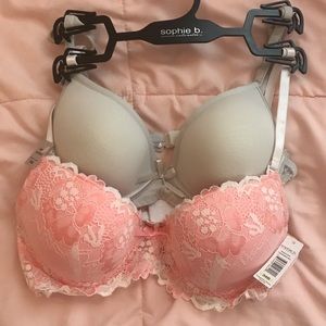 NWT pink + gray bras